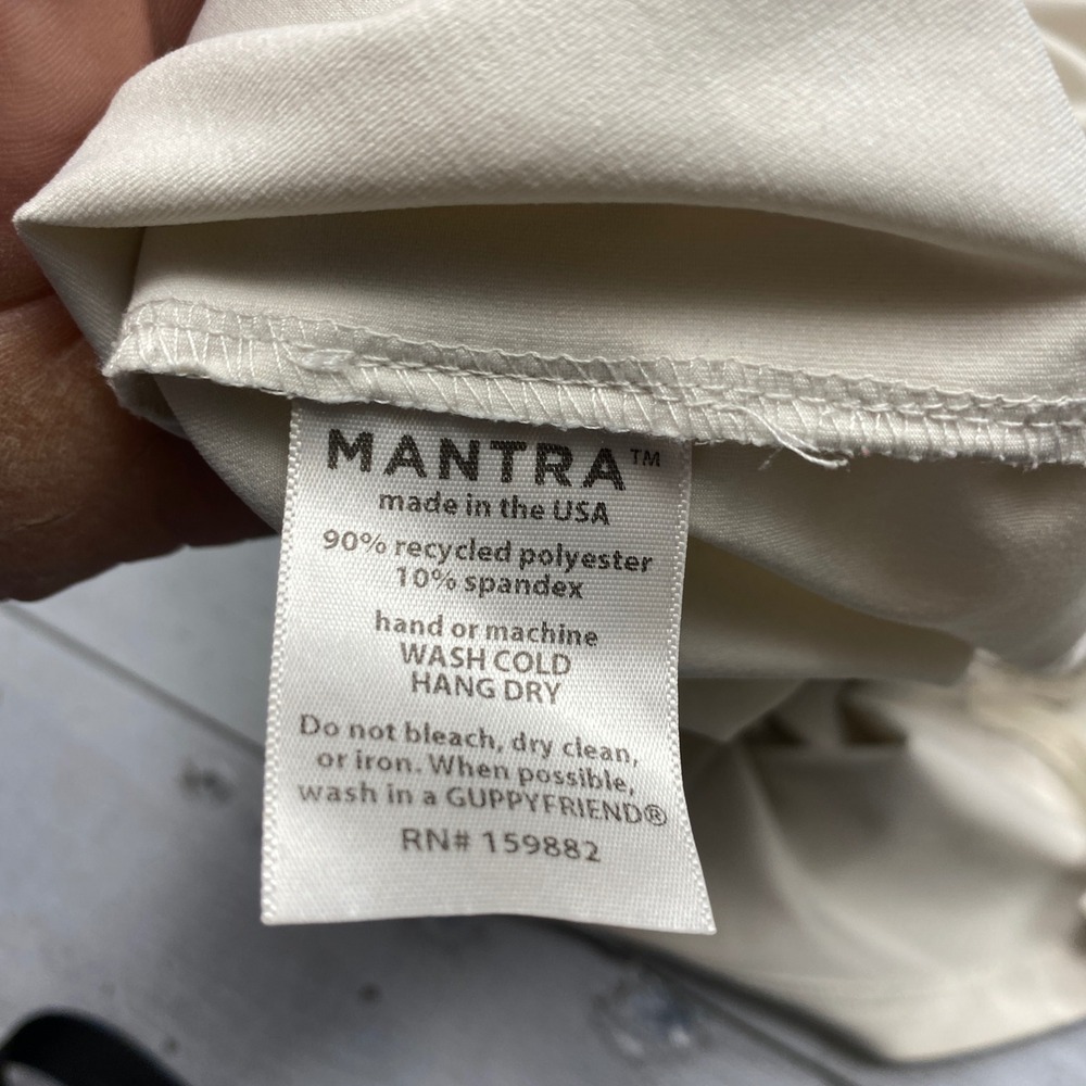 Mantra Henley Shirt Mens L Cream Recycled Stretch Band Collar Short Sleeve Polo - Picture 7 of 8
